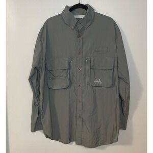 Cabela's Guidewear Men's L Vented Fishing Shirt Green‎ Outdoor UPF